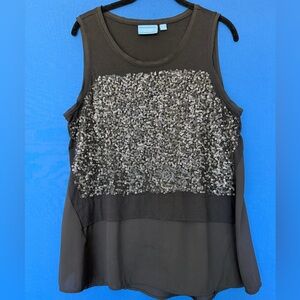 Simply Vera Vera Wang Black Sequin Front Tank Top